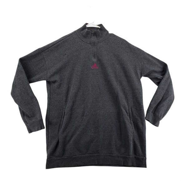 adidas Sweatshirt Men's 1/4 Zip Long Sleeve Mock Neck Pkts Pullover Gray Med - Picture 1 of 12